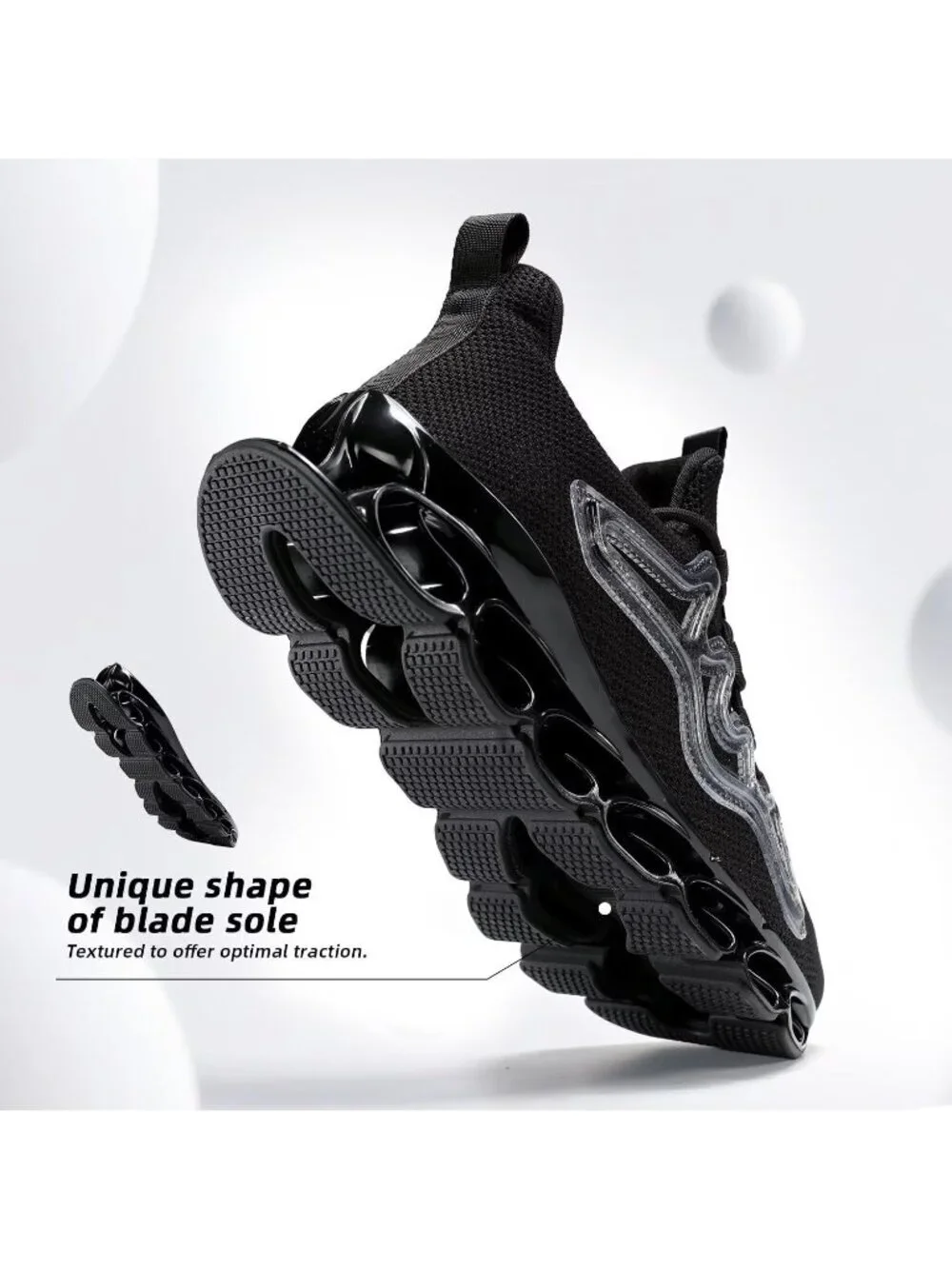 Men's All Black Slip on Walking Running Shoes Blade Tennis Fashion Sneakers